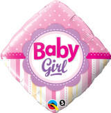 Baby Girl Diamond Shape Mylar Balloon